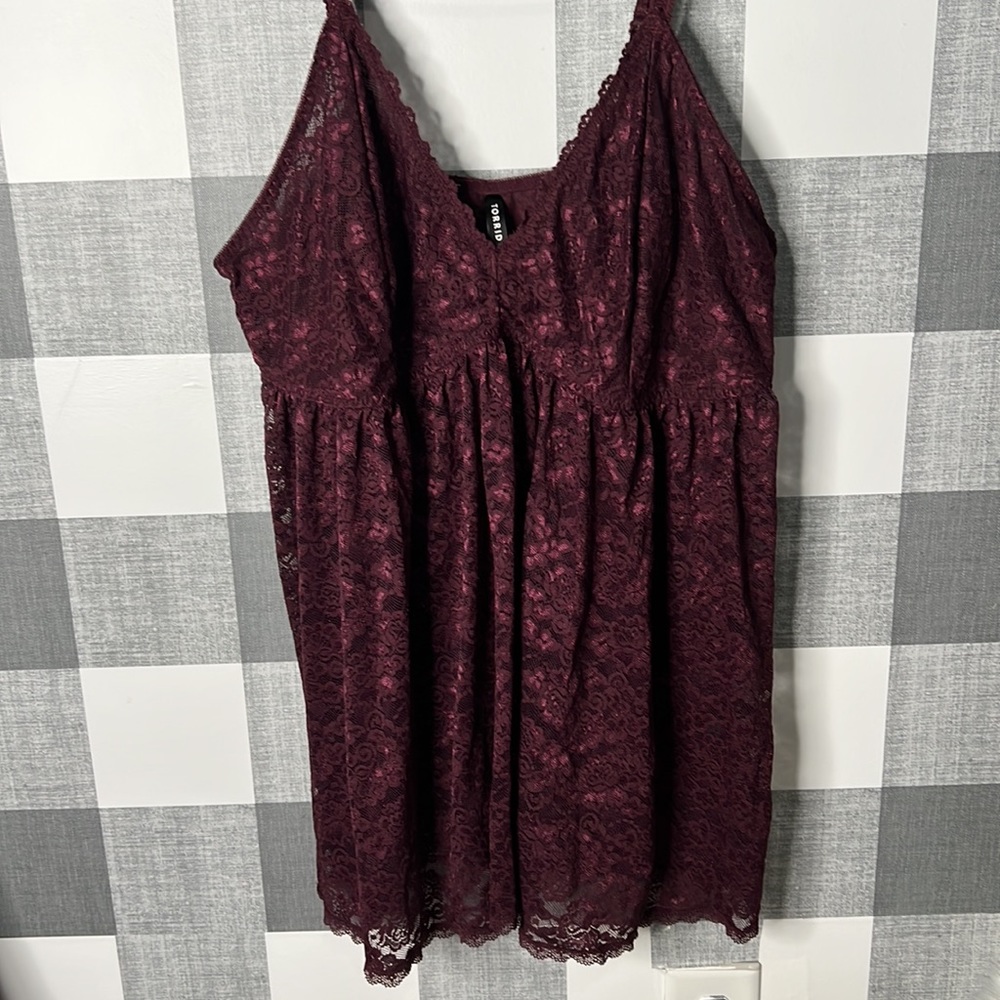 torrid Burgundy Lace Chemise - Picture 2 of 5
